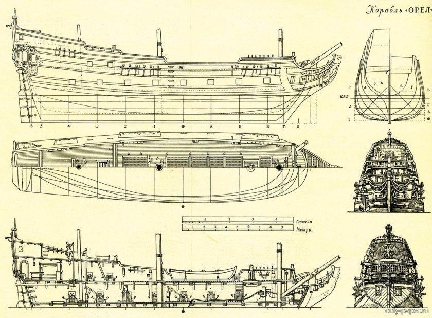 Фрегат Орел 1668 чертежи