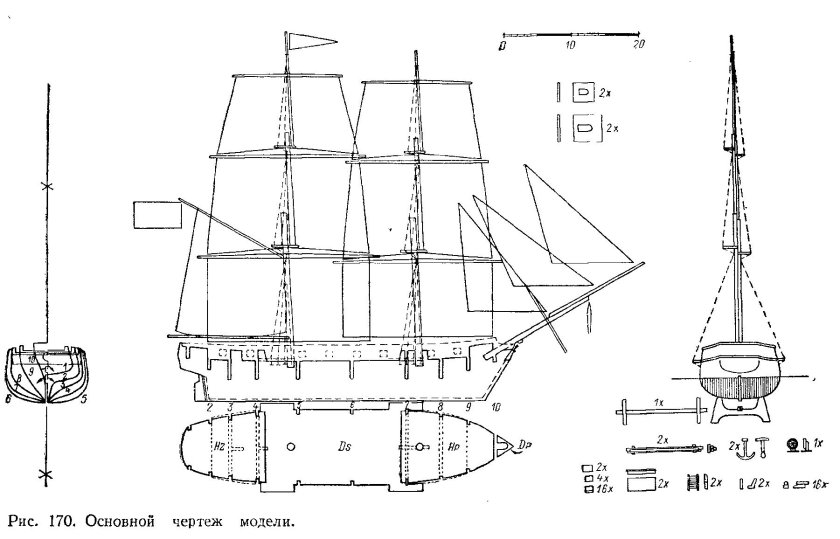 Парусник вид сбоку чертёж