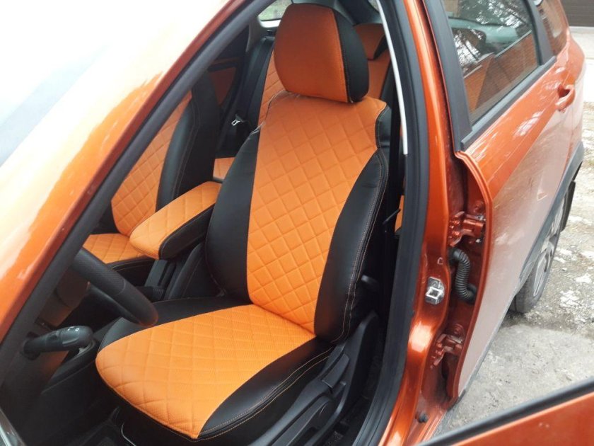 Лада Веста чехлы оранжевые