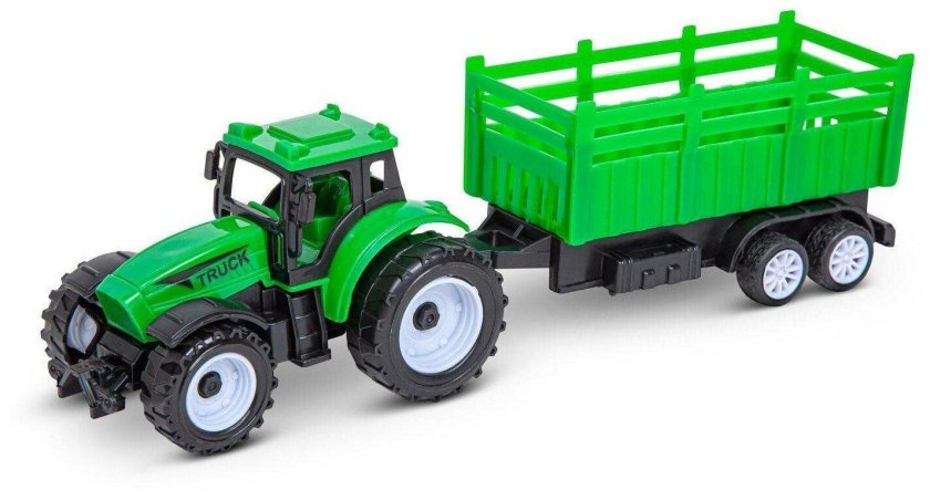 Трактор с прицепом зеленый