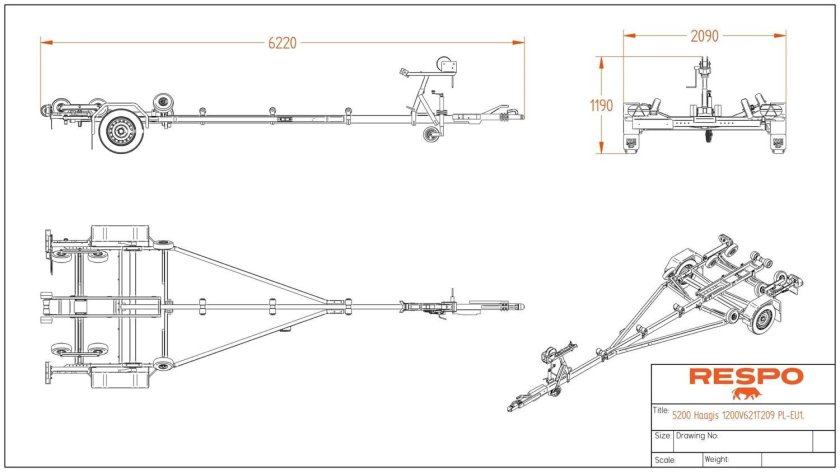 Лодочный прицеп МЗСА чертеж