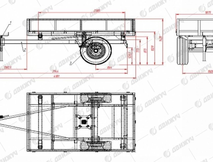 Чертёж прицепа для мотоблока Нева МБ-2
