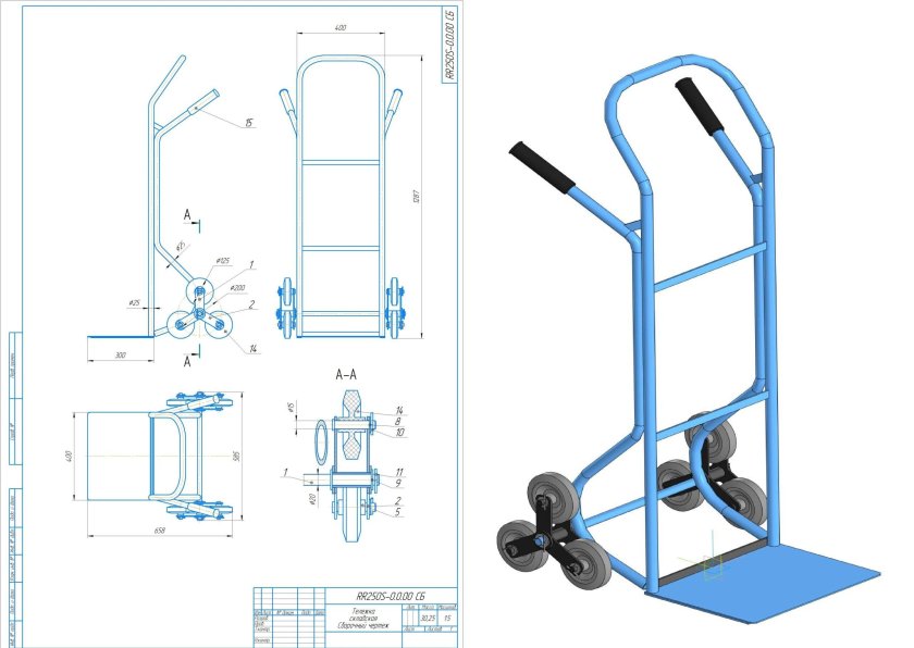 Тс160 блок из трех колес для лестничной тележки д-160мм