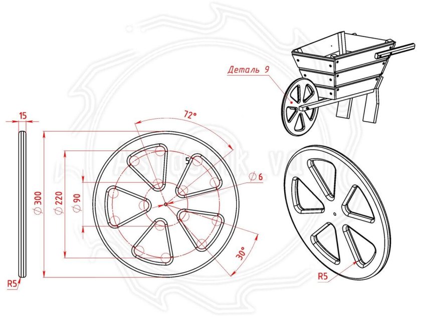 Телега декоративная чертеж