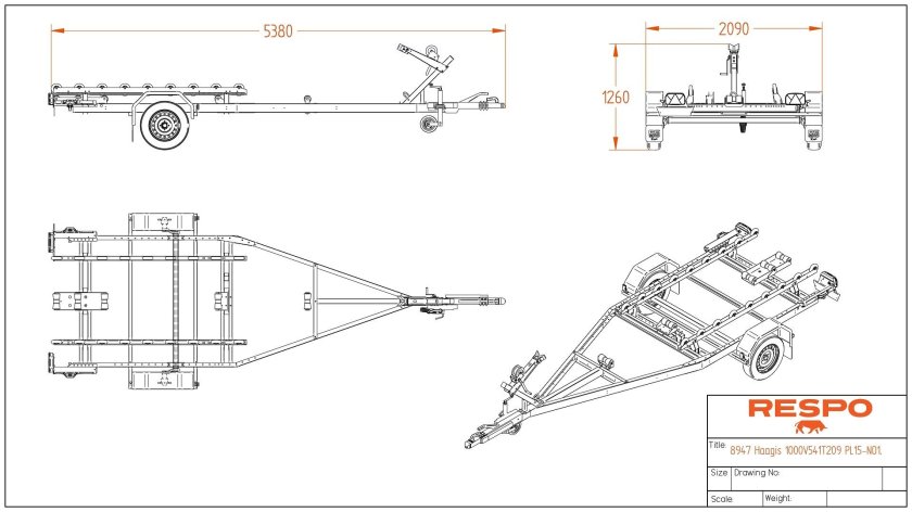 Чертеж лодочного прицепа Прогресс 4