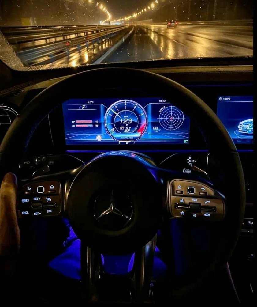 Мерседес е200 АМГ салон ночью