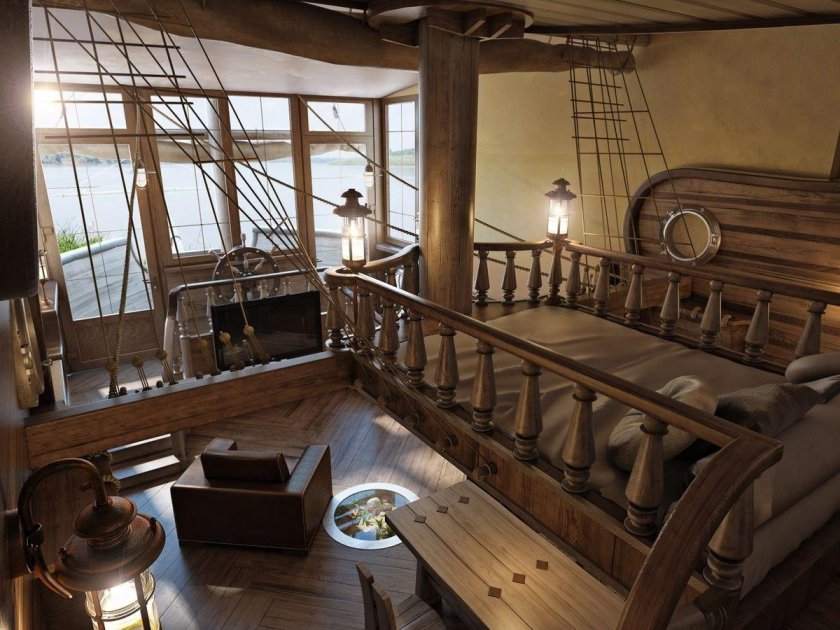 Корабль Каравелла интерьер каюты капитана