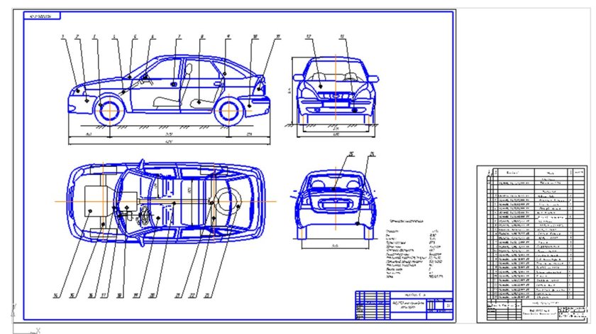 ВАЗ 2170 чертеж кузова