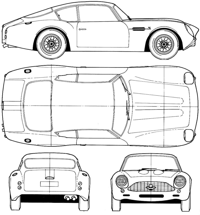 Aston Martin db4 gt Zagato Blueprint
