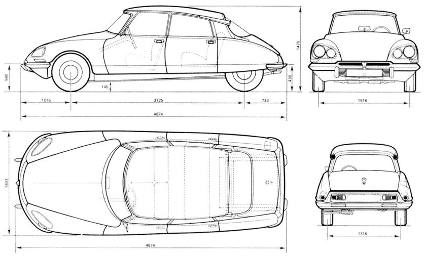 Citroen DS 1955 Blueprint