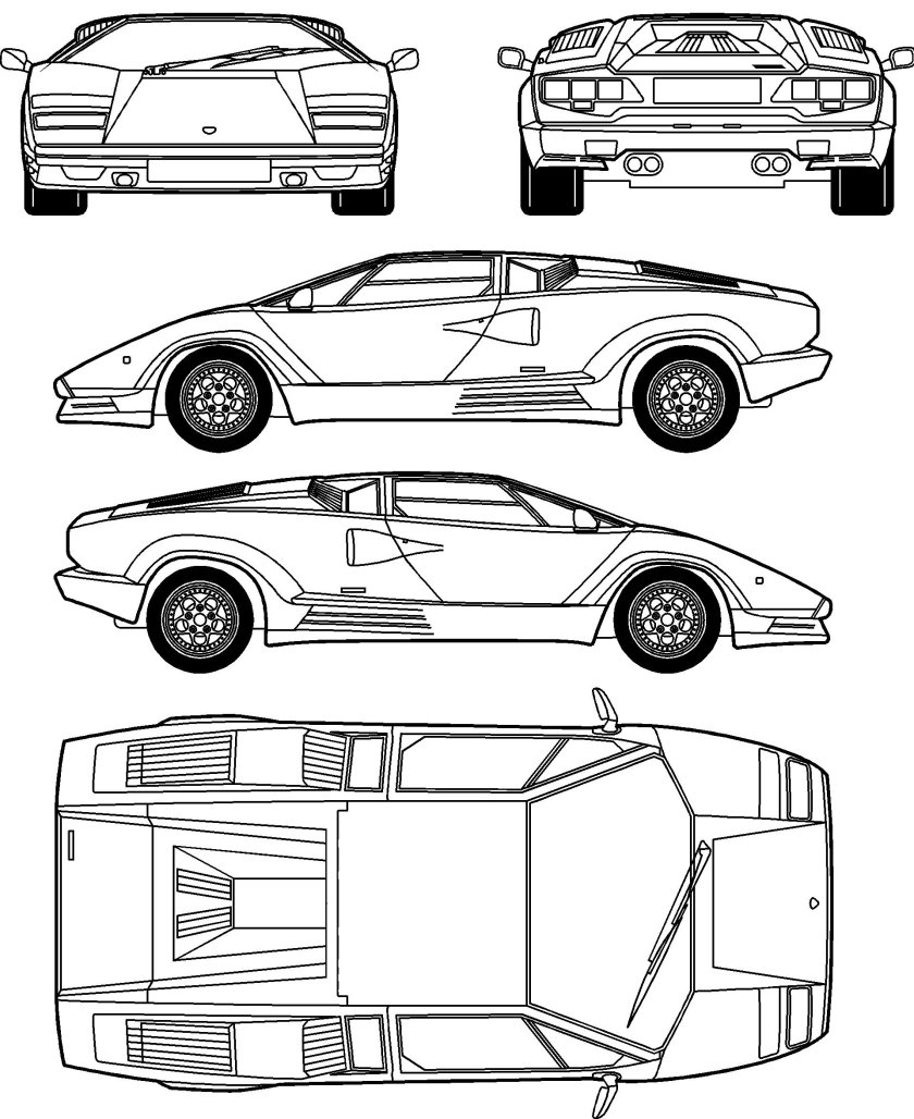 Lamborghini Countach lp500 чертеж