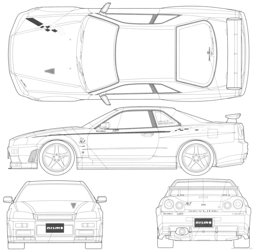 Nissan Skyline r34 Blueprints
