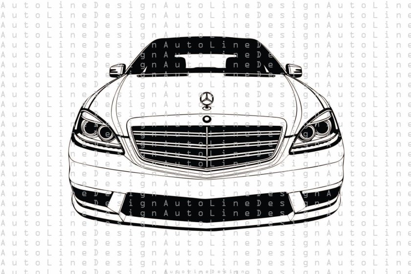 Принт Мерседес 211 силуэт