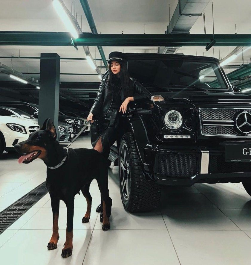 Модель Йована Вентура с доберманом