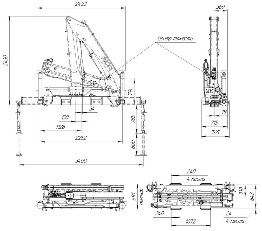 JAC n120x кран манипулятор чертеж габариты