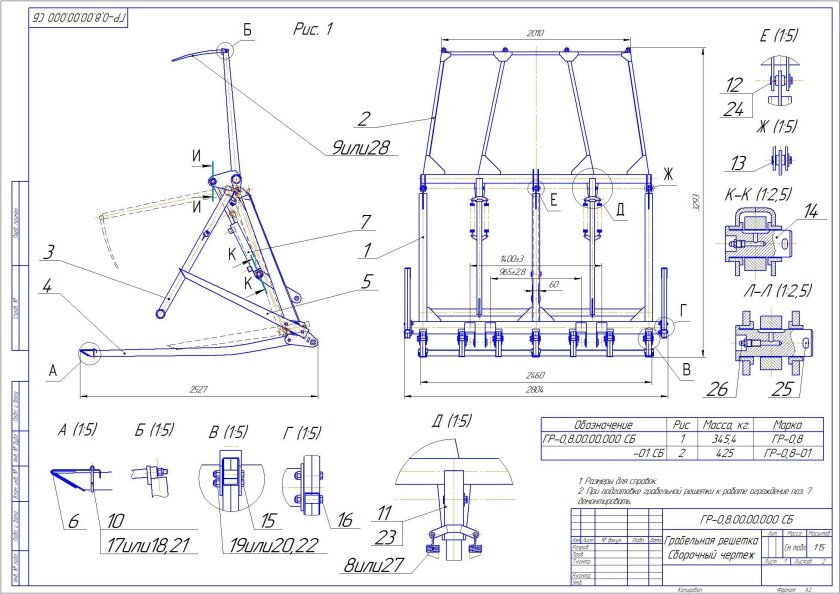 Вилы для погрузчика МТЗ 82 чертеж