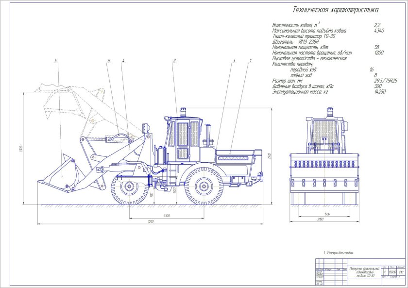 Амкодор фронтальный погрузчик чертеж