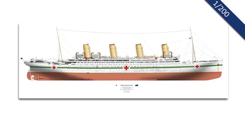 Модель 1/1250 госпитальное судно HMHS Britannic 1915