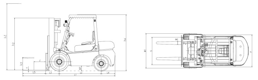 Габариты вилочного погрузчика 3 тонны