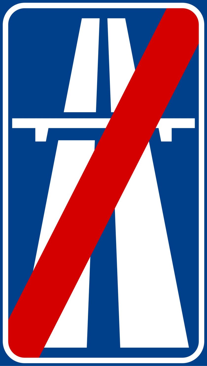 End of motorway sign