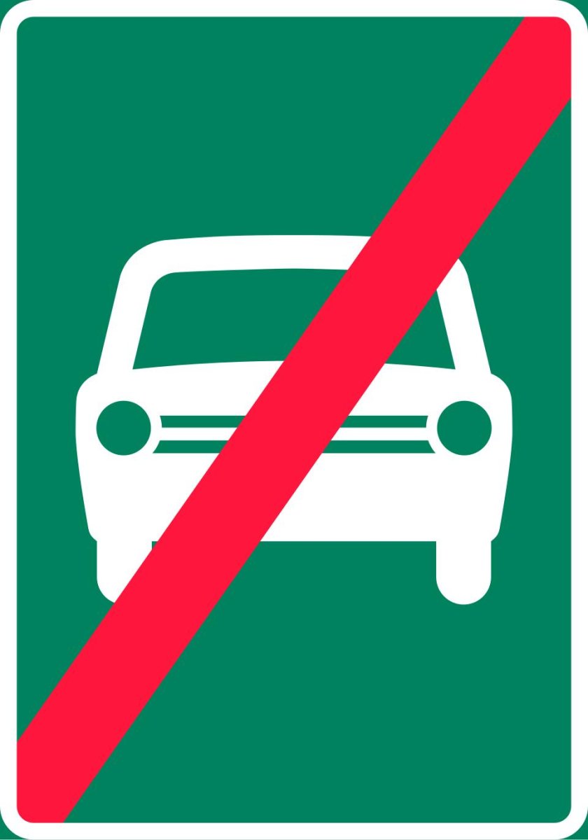 Знак конец дороги для автомобилей