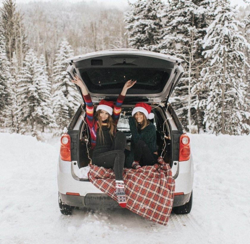 Зимняя фотосессия в багажнике