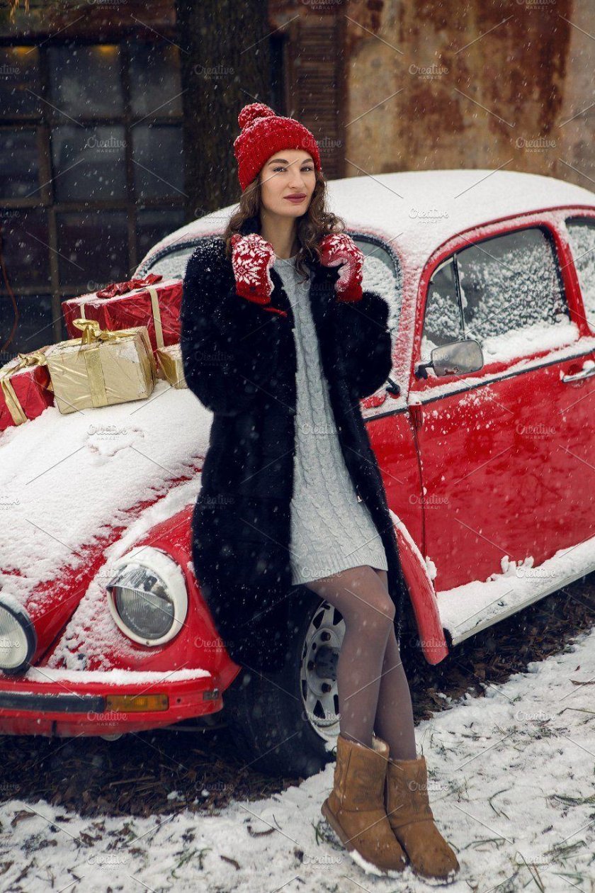 Зимняя фотосессия в ретро стиле