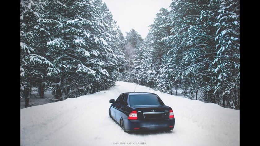 Лада Приора седан дрифт зимой