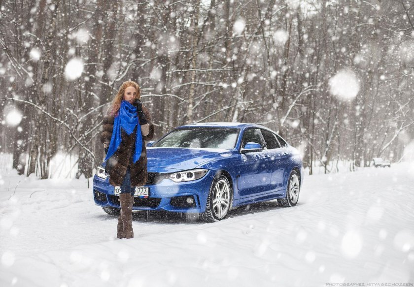 Зимняя фотосессия с машиной