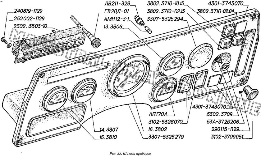 Панель приборов ГАЗ 3307 дизель