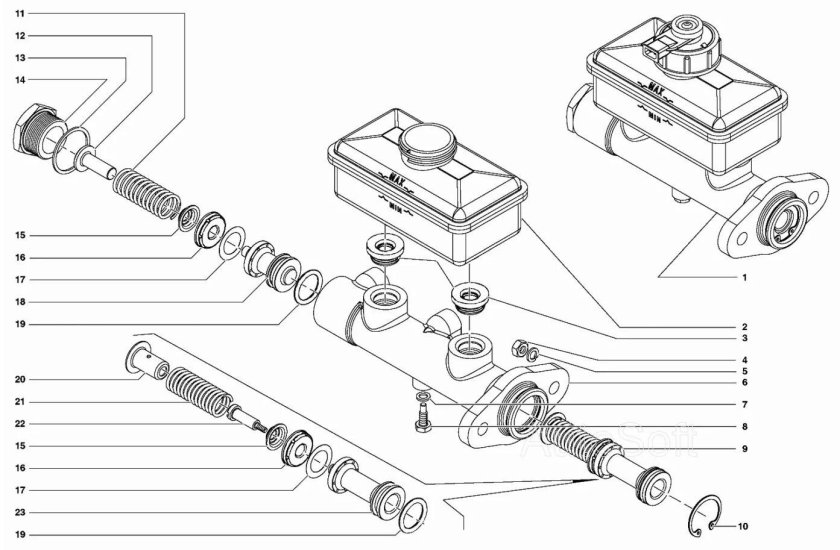 Главный тормозной цилиндр УАЗ 469 схема