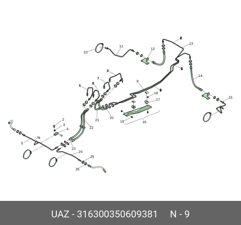 Схема тормозных шлангов УАЗ Патриот
