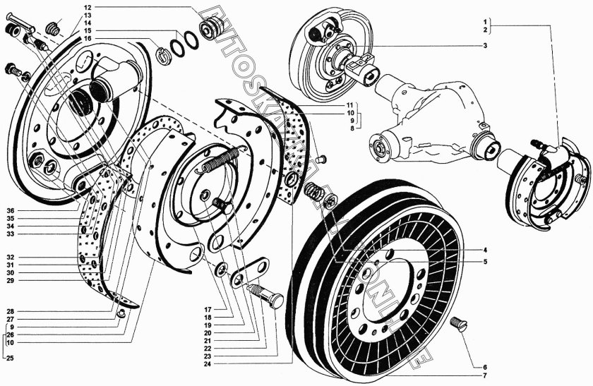 Задний тормозной механизм УАЗ 469