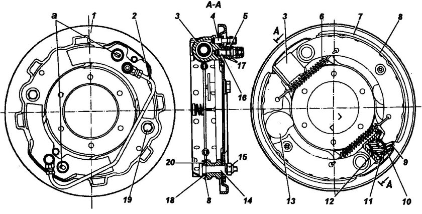 Тормозной механизм переднего колеса УАЗ-452