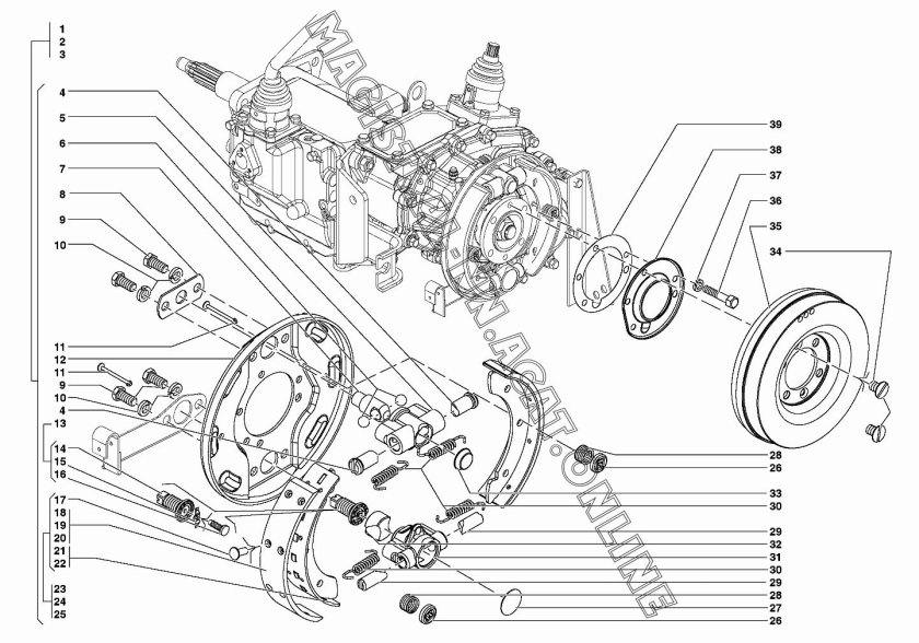 Стояночный тормоз УАЗ 469 схема