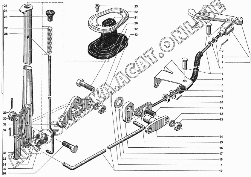 Привод стояночного тормоза УАЗ 452