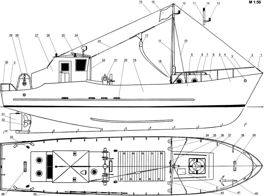 Рыболовный бот Скулте чертеж