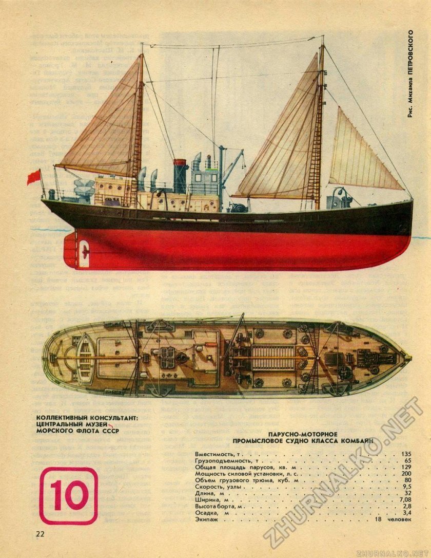 Парусно моторное промысловое судно Тип комбайн