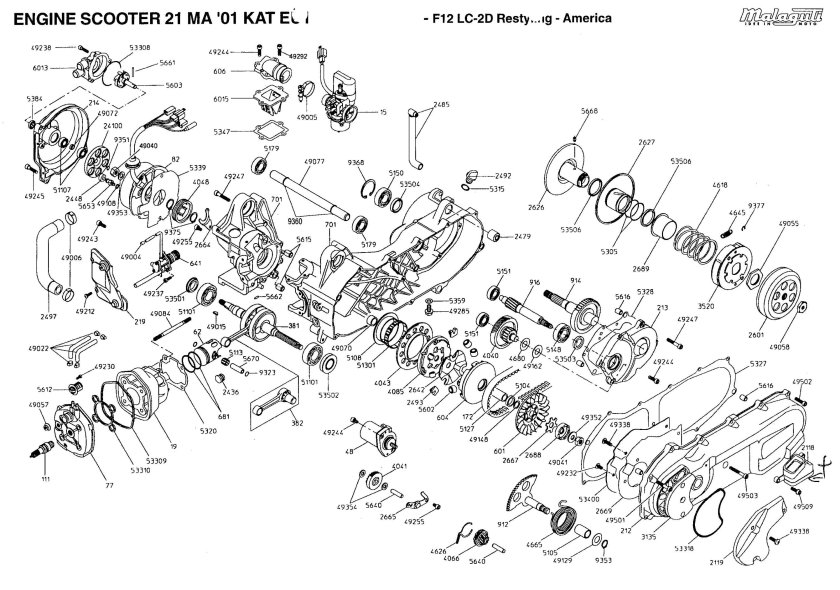 Схема двигателя скутера 150 кубов