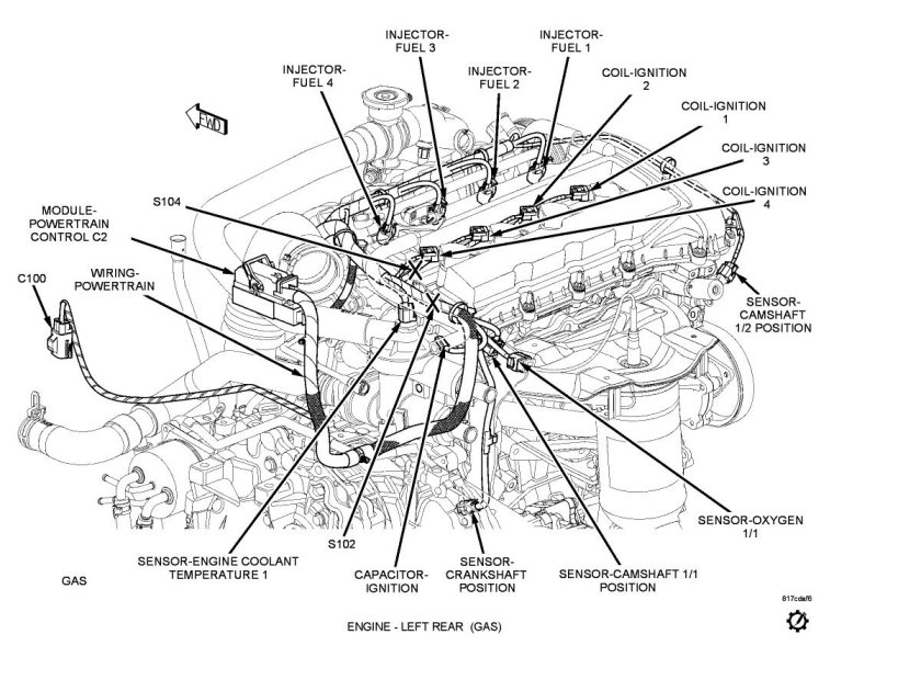 Схема датчиков двигателя Крайслер 2.4
