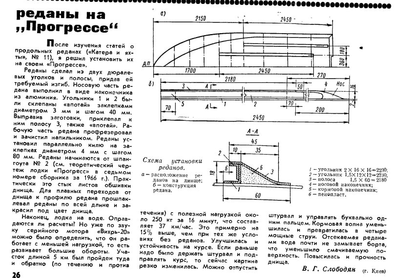 Реданы на днище алюминиевой лодки Прогресс-1