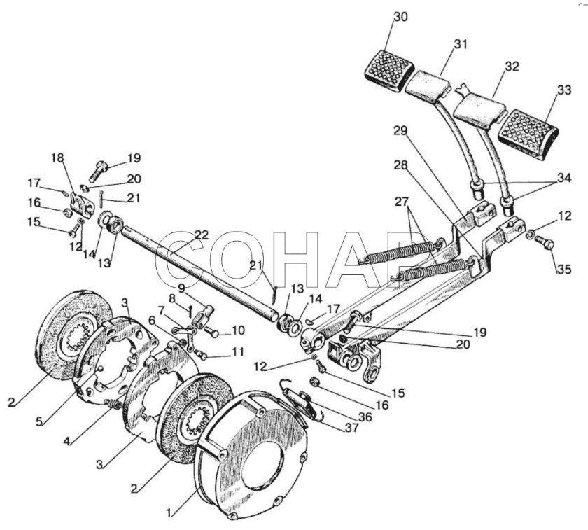 50-3503015 Валик МТЗ управления тормозами а