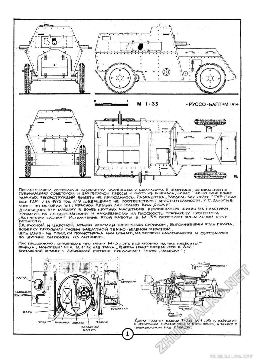 Бронеавтомобиль Руссо-Балт 1914 чертежи