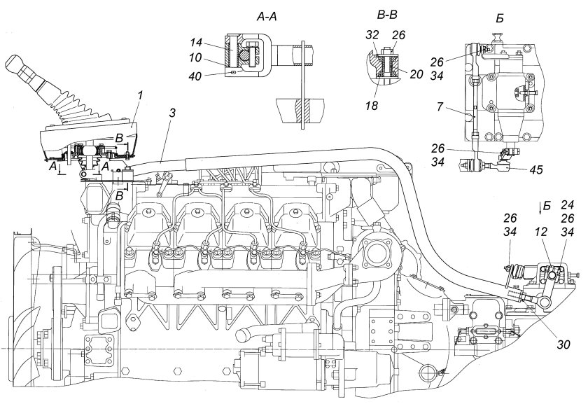 Механизм переключения передач КАМАЗ КПП 154 схема
