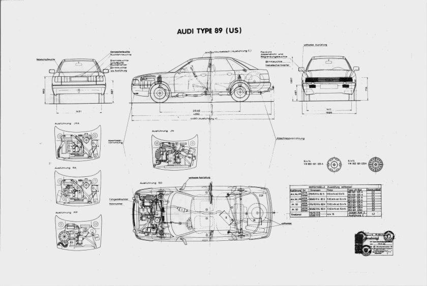 Ауди 80 б3 чертеж