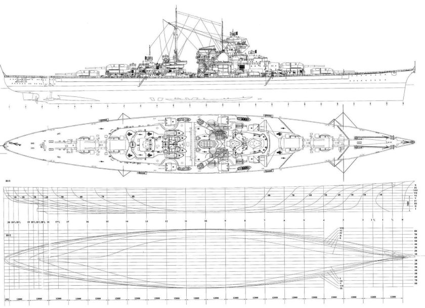 Схема линкора Тирпиц