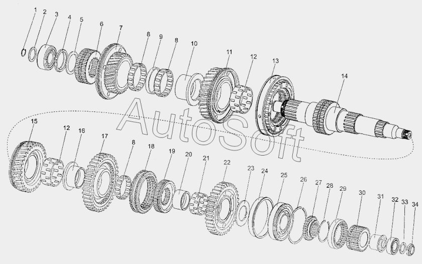 Вторичный вал КПП ЯМЗ 239 схема