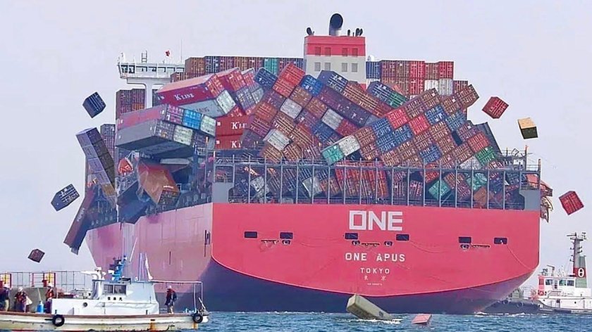 Контейнер упал в море