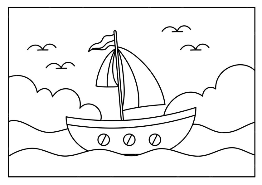 Раскраска. Кораблик
