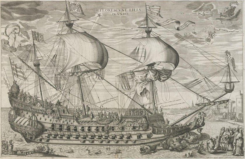 Ван де Вельде гравюра Фрегат Галеон